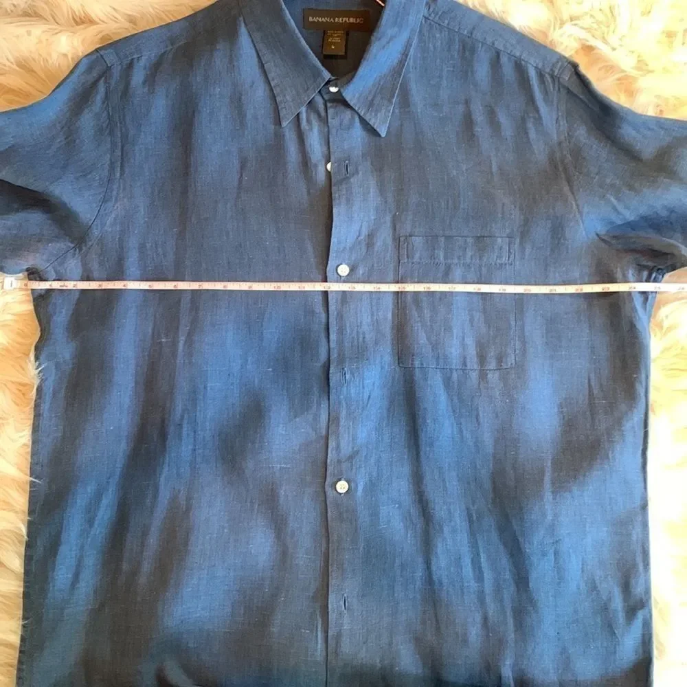 Men’s Banana Republic Men’s Blue Linen Shirt Size Large
